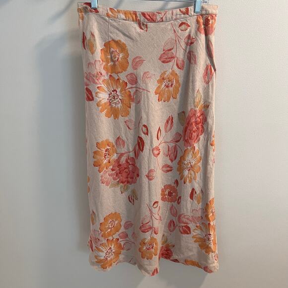 Eddie Bauer Floral 100% Linen Wrap Skirt Size 8 - Picture 5 of 7